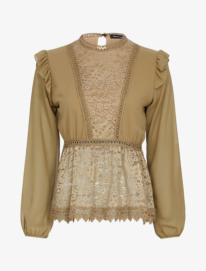 Top boule en voile et crochet - camel - 3
