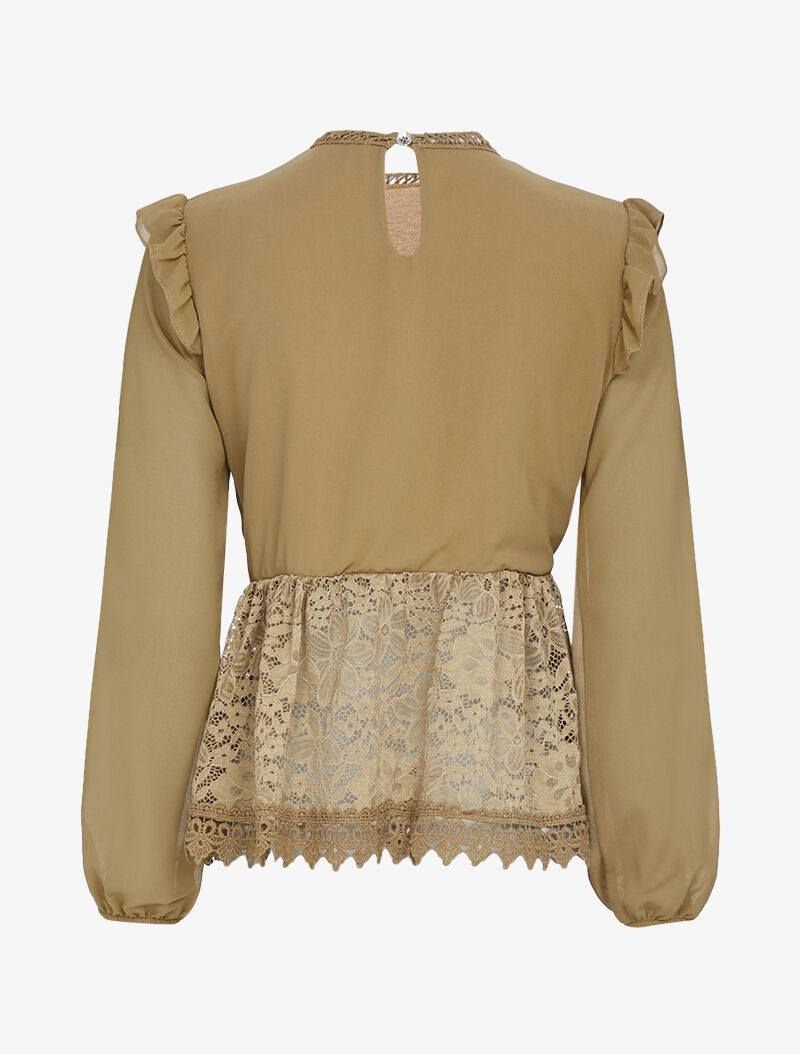 Top boule en voile et crochet - camel - 2