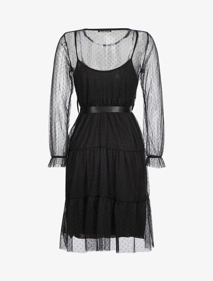 Robe en résille et pois - noir - 2