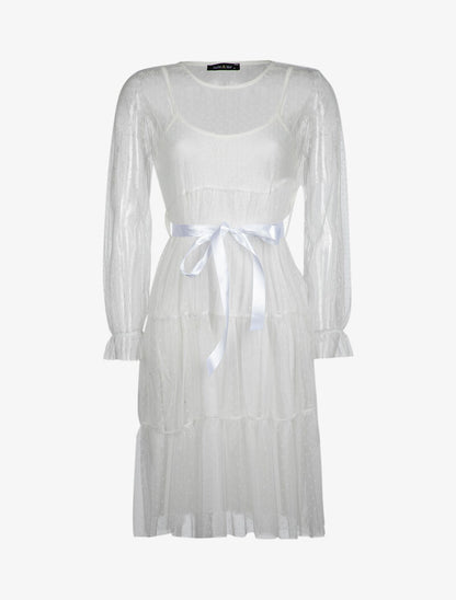 Robe en résille et pois - blanc - 3