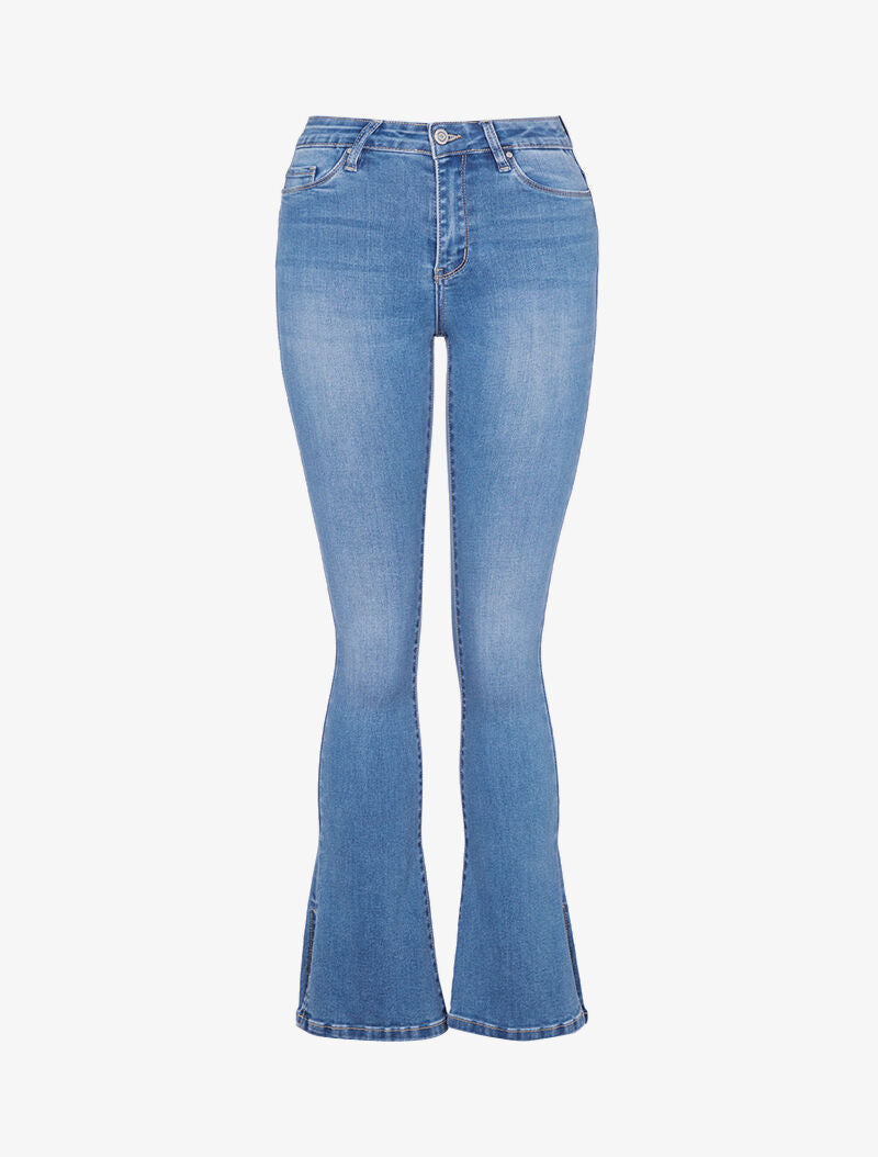 Jean flare à côtés fendus - bleu denim - 3