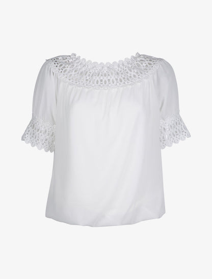 Top boule à bords crochet - blanc - 3