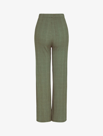Pantalon fluide côtelé - kaki - 4