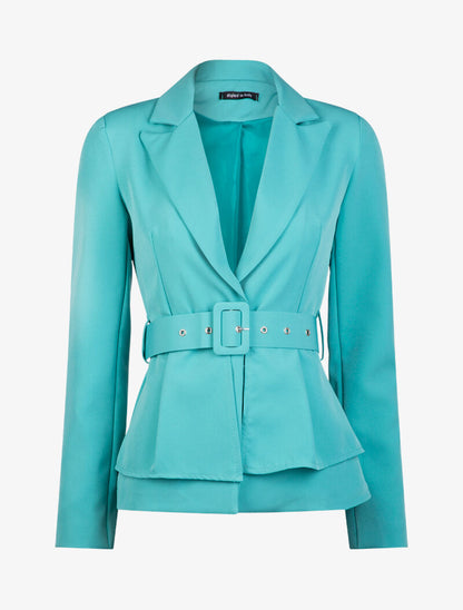 Blazer cintré à basques - turquoise - 2