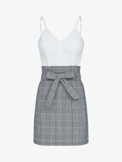 Robe moulante à imprimé tartan - ecru - 1