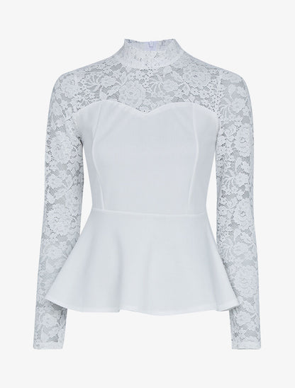 Top péplum bi matière - ecru - 3