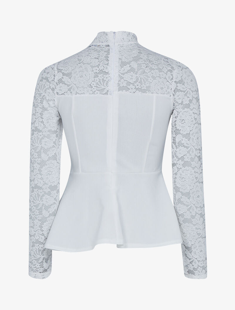 Top péplum bi matière - ecru - 2