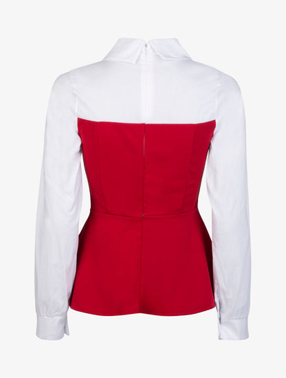 Top style chemise coupe péplum - bordeaux - 2