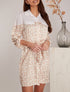 Robe chemise satinée à imprimés - beige - 4