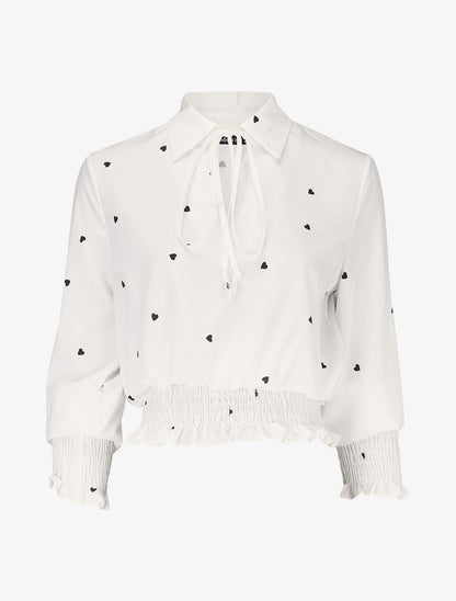 Crop top à imprimé coeurs - ecru - 2