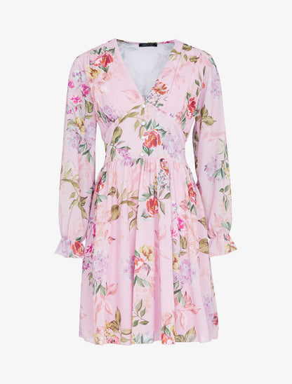 Robe patineuse à imprimé floral - rose - 1