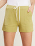 Short côtelé à bords coupe franche - vert anis - 1