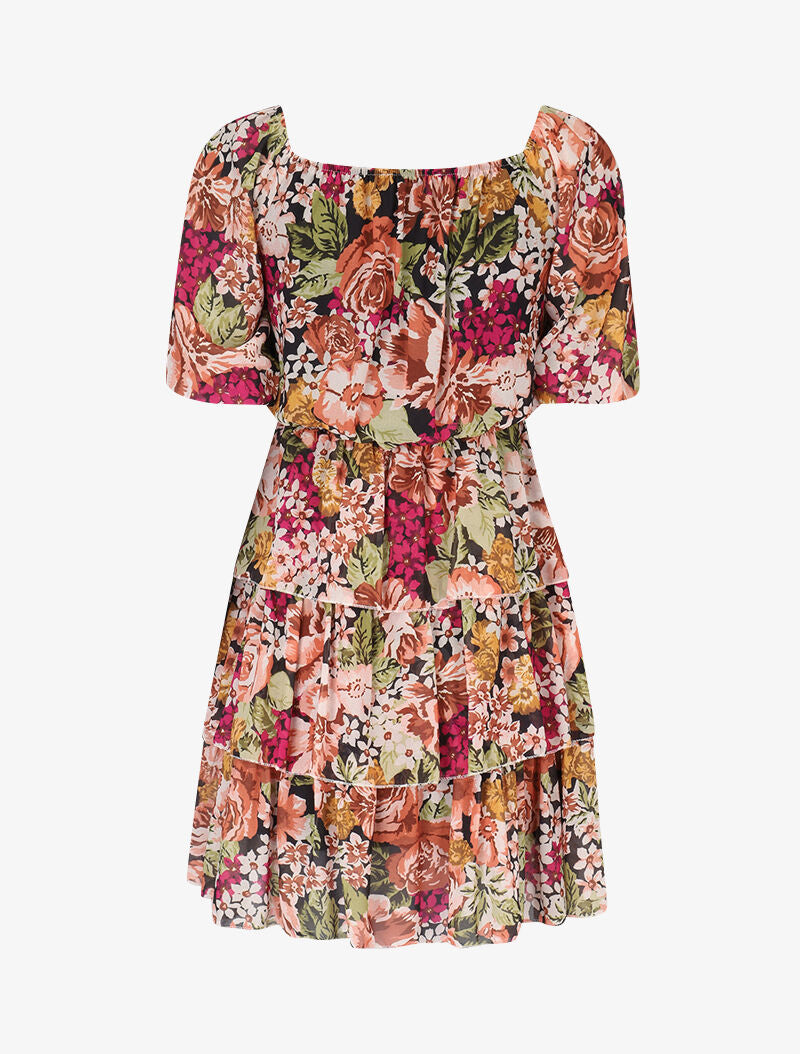 Robe volantée à imprimé floral - noir - 2