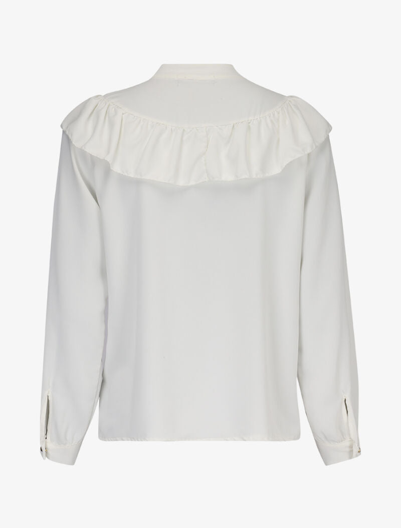 Blouse boutonnée et volantée - blanc - 2
