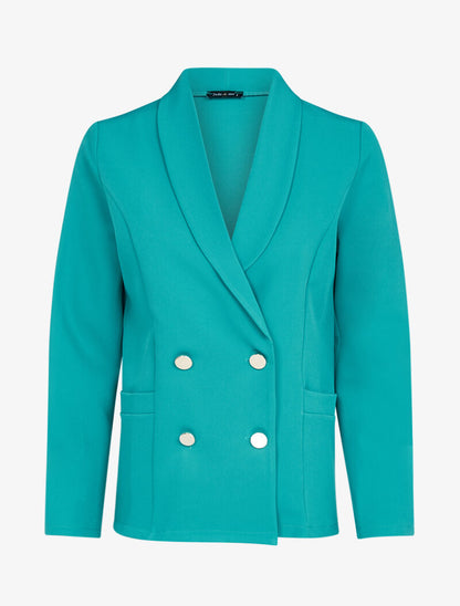 Blazer croisé à boutons décoratifs - turquoise - 2