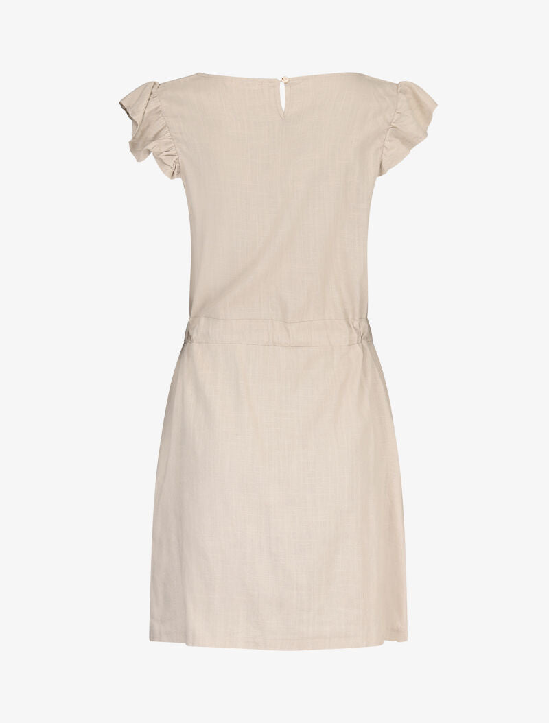 Robe en coton à emmanchures volantées - beige - 2