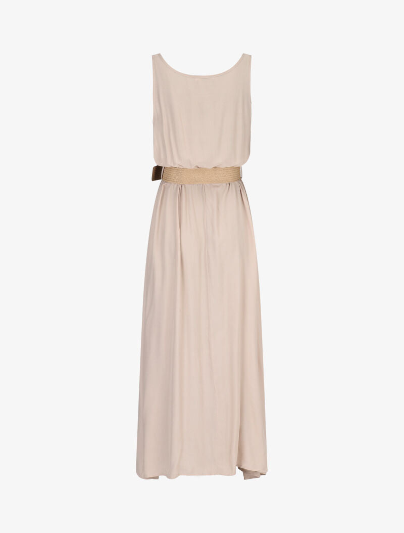 Robe longue à boutons décoratifs - beige - 2