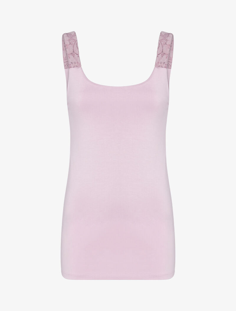 Débardeur à bretelles dentelle - rose - 1