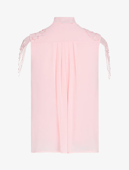 Top à épaules en crochet stylisé - rose - 2