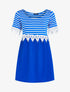 Robe rayée à détails crochet - bleu roi - 1