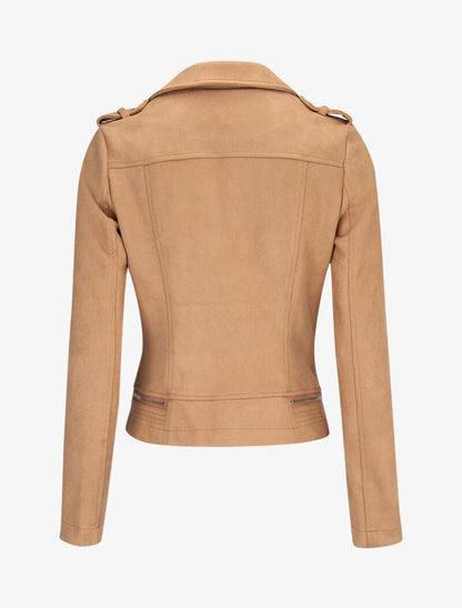 Perfecto suédé à zips décoratifs - camel - 2