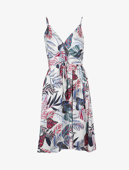 Robe patineuse à imprimé tropical - blanc - 3