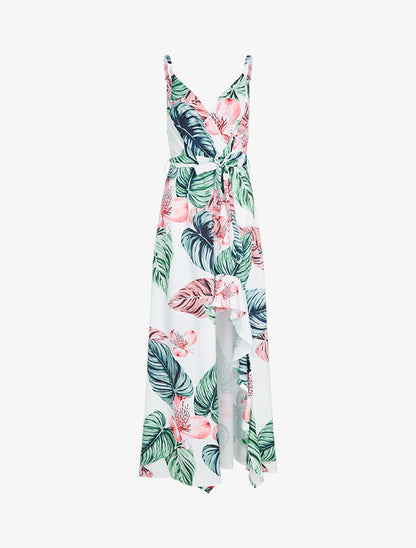 Robe imprimée à côté fendu - blanc - 3