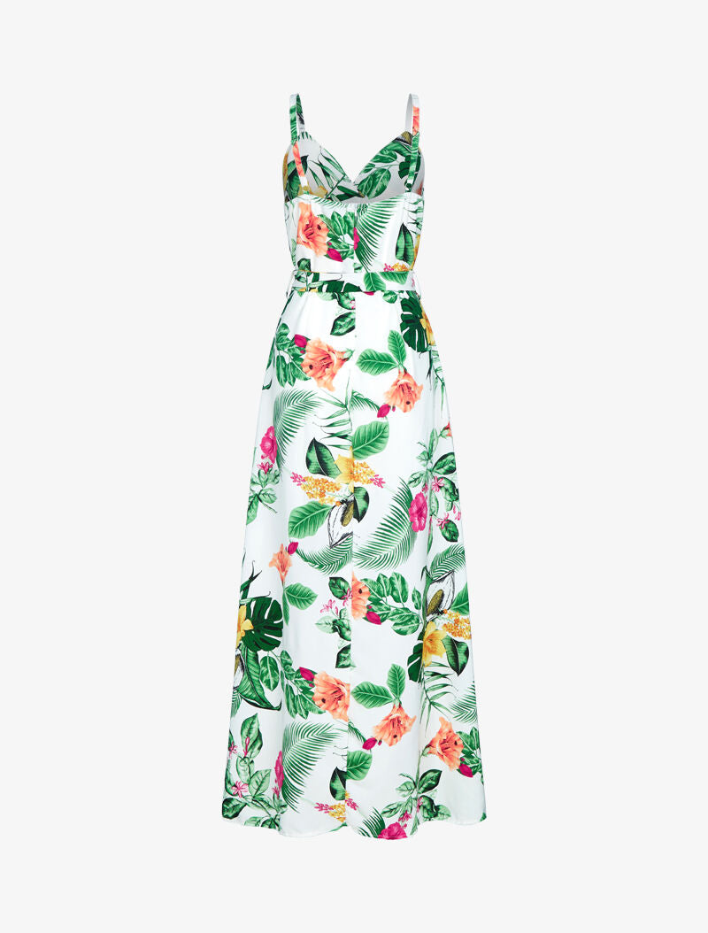 Robe fluide à imprimé tropical - ecru - 2