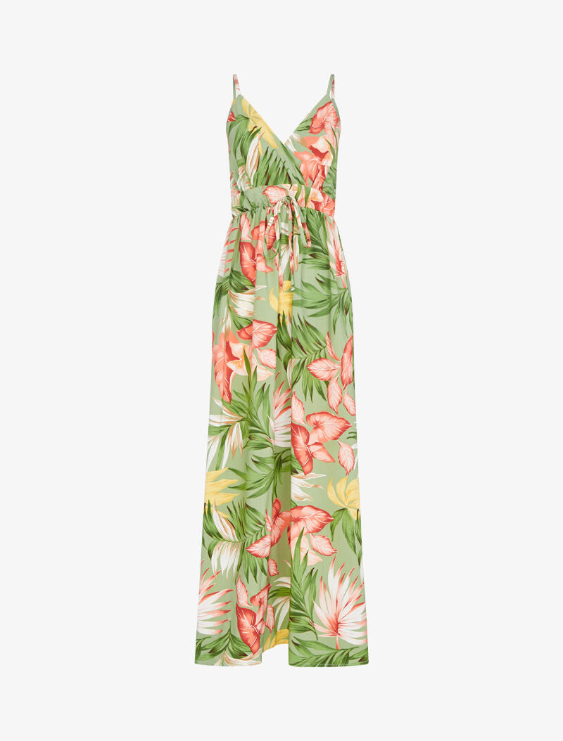Robe longue fluide à imprimé estivale - vert - 3