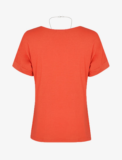 T-shirt loose à sautoir - corail - 2