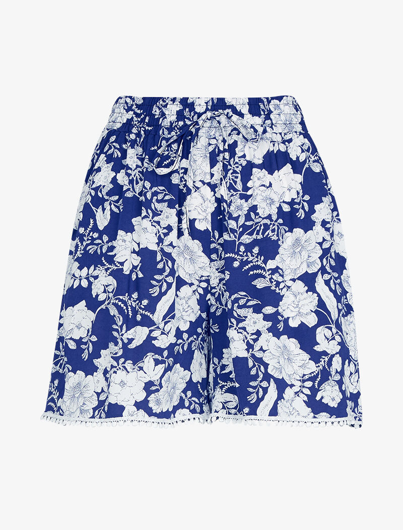 Short ample à imprimé floral - marine - 1
