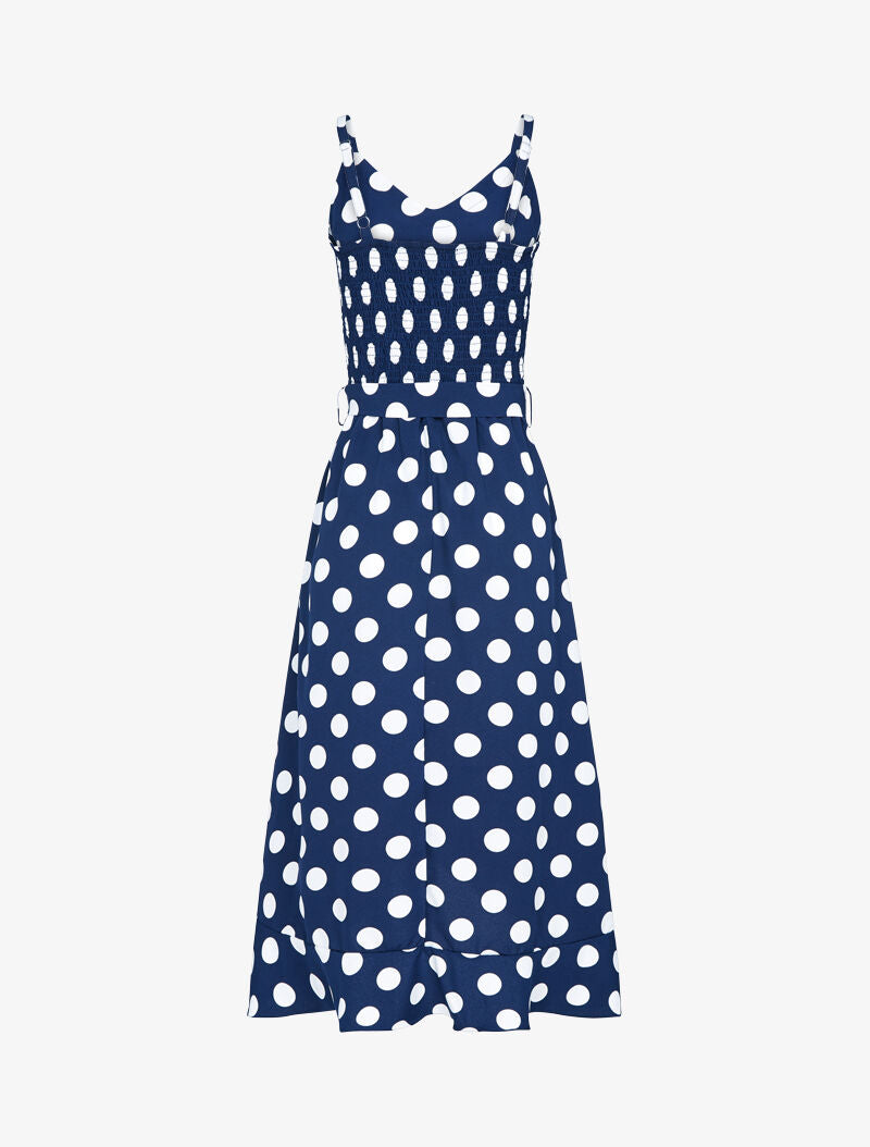 Robe portefeuille à pois - marine - 2