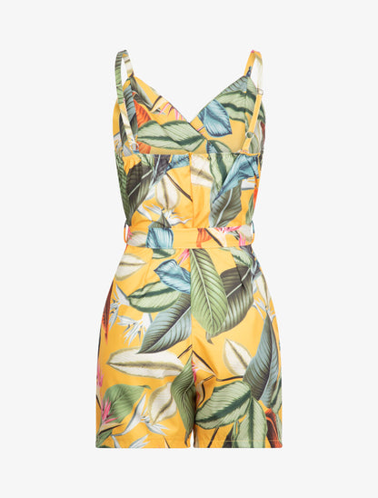 Combishort à imprimé feuillages - jaune - 3