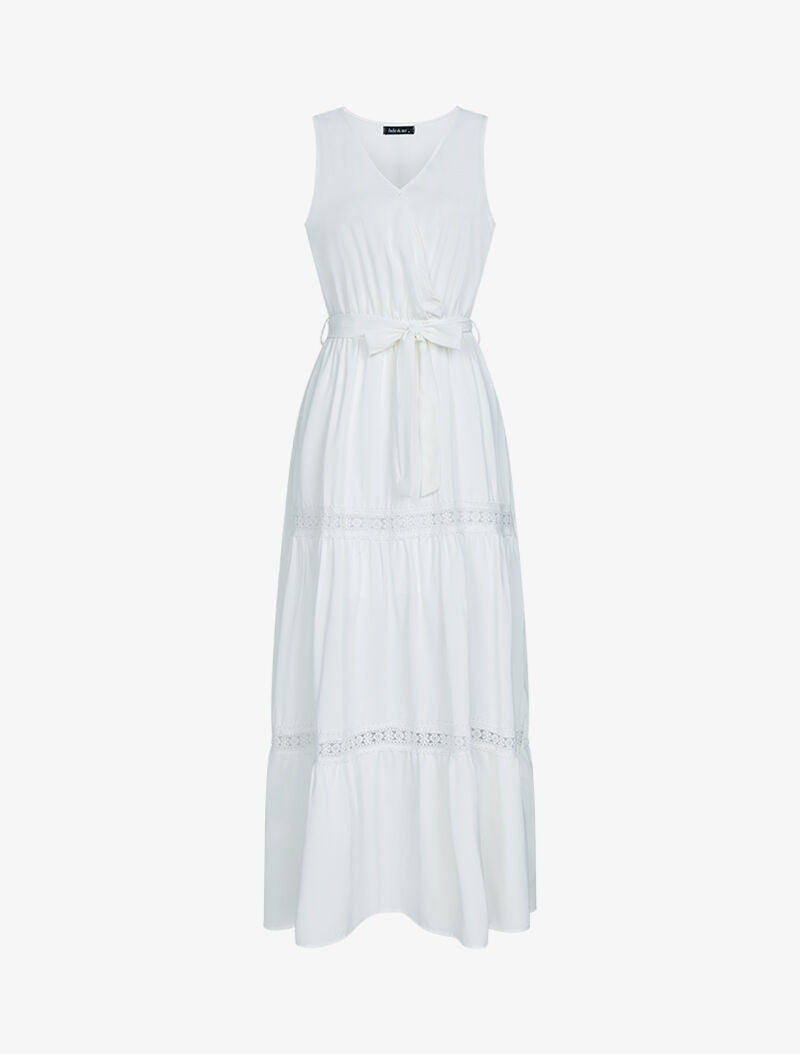 Robe à bandes ajourées en crochet - blanc - 3