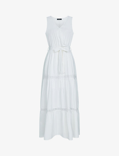 Robe à bandes ajourées en crochet - blanc - 3
