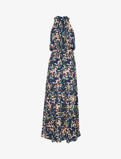 Robe à col americain et imprimé floral - marine - 2