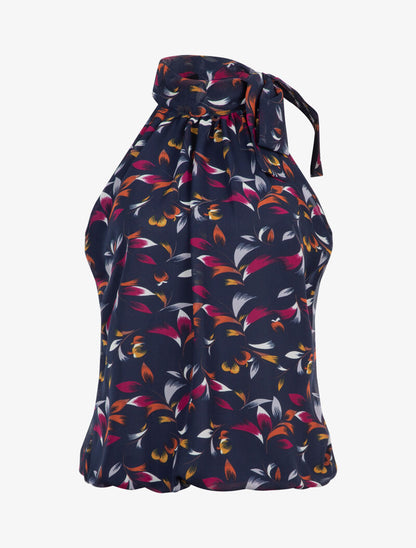 Top à imprimé feuilles graphiques - marine - 2
