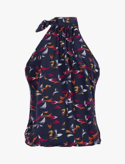 Top à imprimé feuilles graphiques - marine - 3
