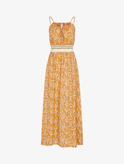 Robe à imprimé floral et crochet - camel - 3