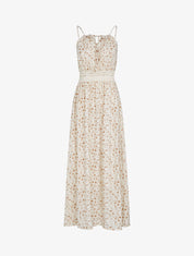 Robe à imprimé floral et crochet - beige - 1