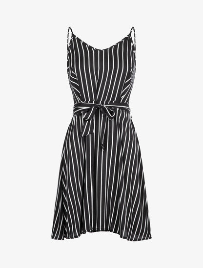 Robe à imprimé rayures - noir - 4