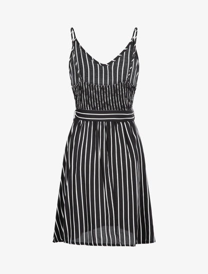 Robe à imprimé rayures - noir - 2
