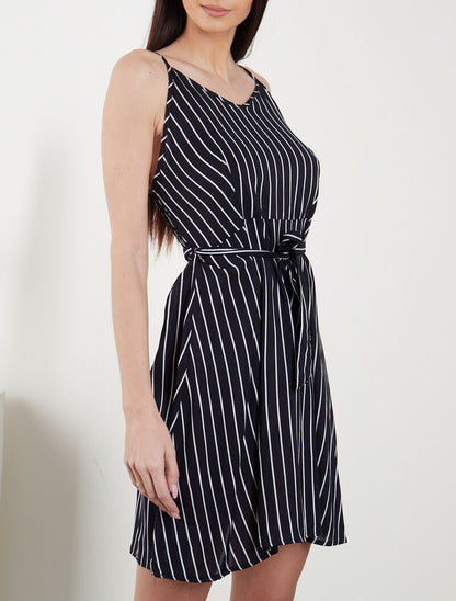 Robe à imprimé rayures - marine - 3