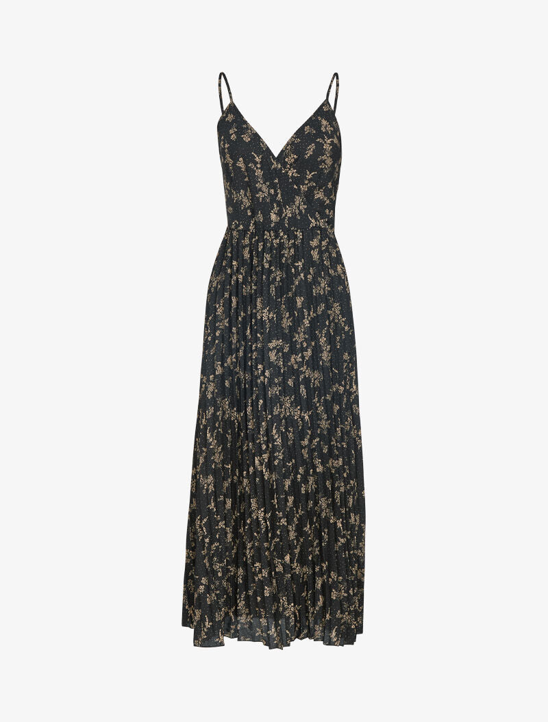 Robe gaufrée à imprimé fleuri - noir - 1