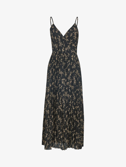 Robe gaufrée à imprimé fleuri - noir - 1