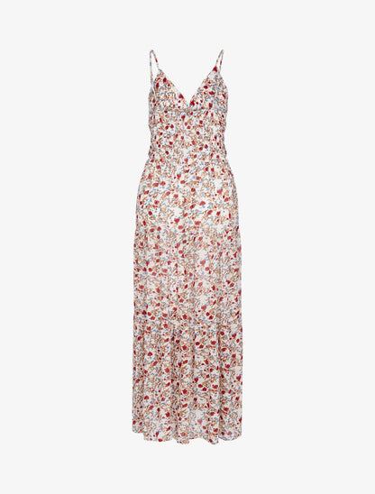 Robe fleurie à taille élastiquée - ecru - 2