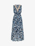 Robe fleurie à encolure V en crochet - marine - 1