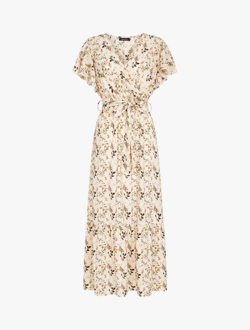 Robe à imprimé feuillages stylisés - beige - 1
