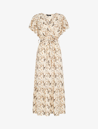 Robe à imprimé feuillages stylisés - beige - 1