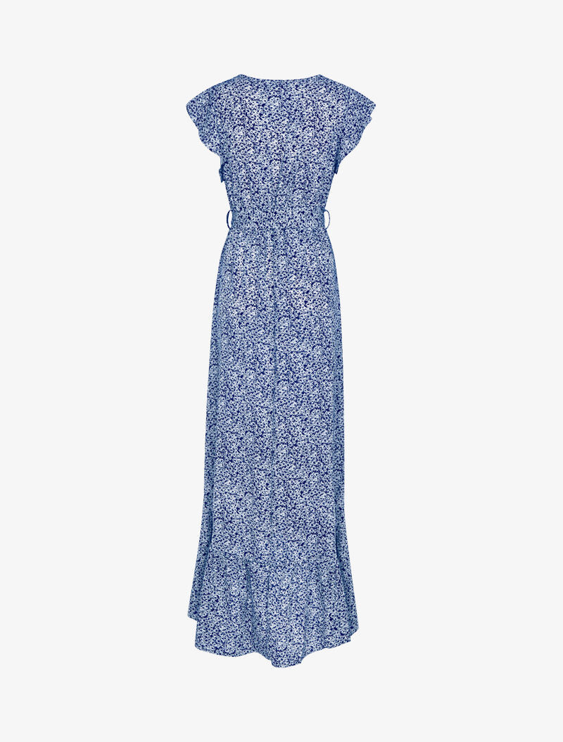 Robe asymétrique à imprimé petites fleurs - marine - 2
